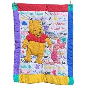 Vintage 1997 Winnie the Pooh & Piglet Baby Quilt Crib Blanket Rare